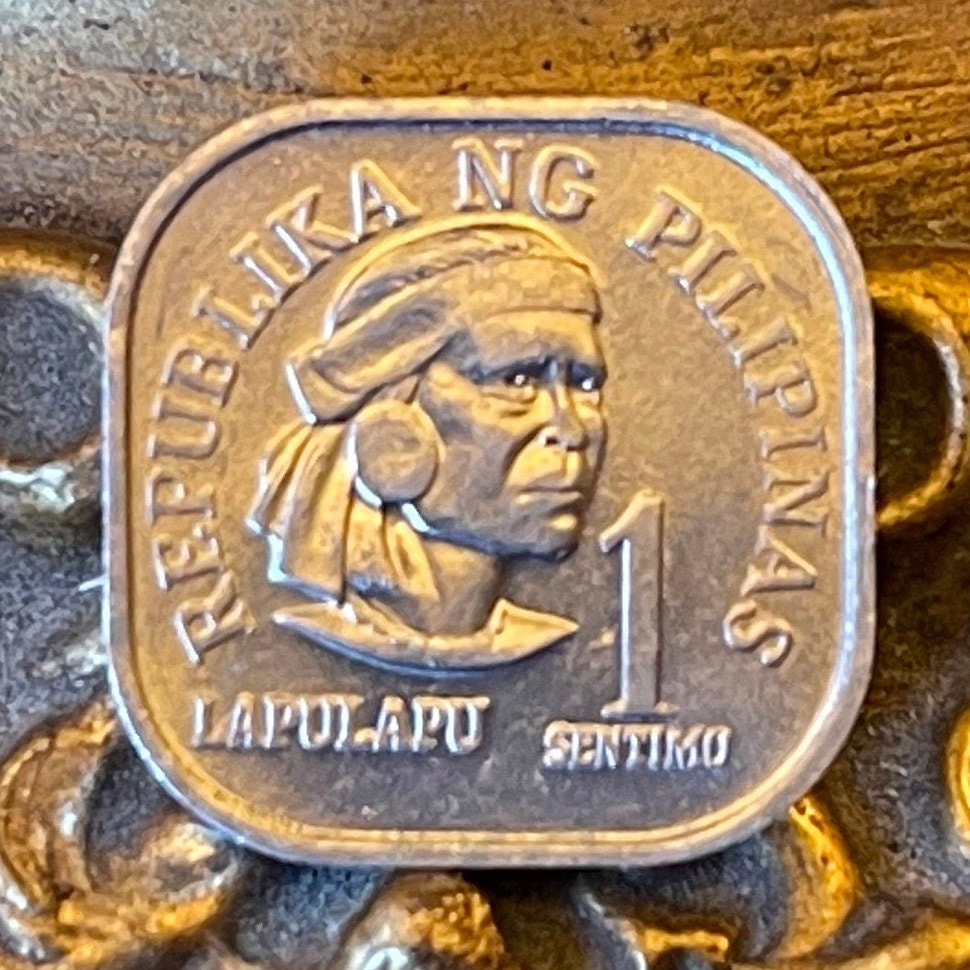 Lapulapu 1 Sentimo Philippines Authentic Coin Money for Jewelry and Craft Making (Magellan Killer) (Freedom Fighter) (Square Coin)