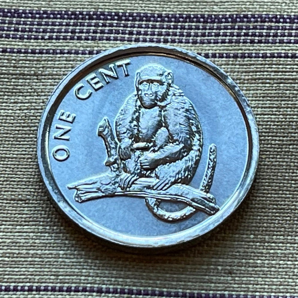 Rhesus Macaque 1 Cent Cook Islands Authentic Coin Money for Jewelry and Craft Making (Monkey)