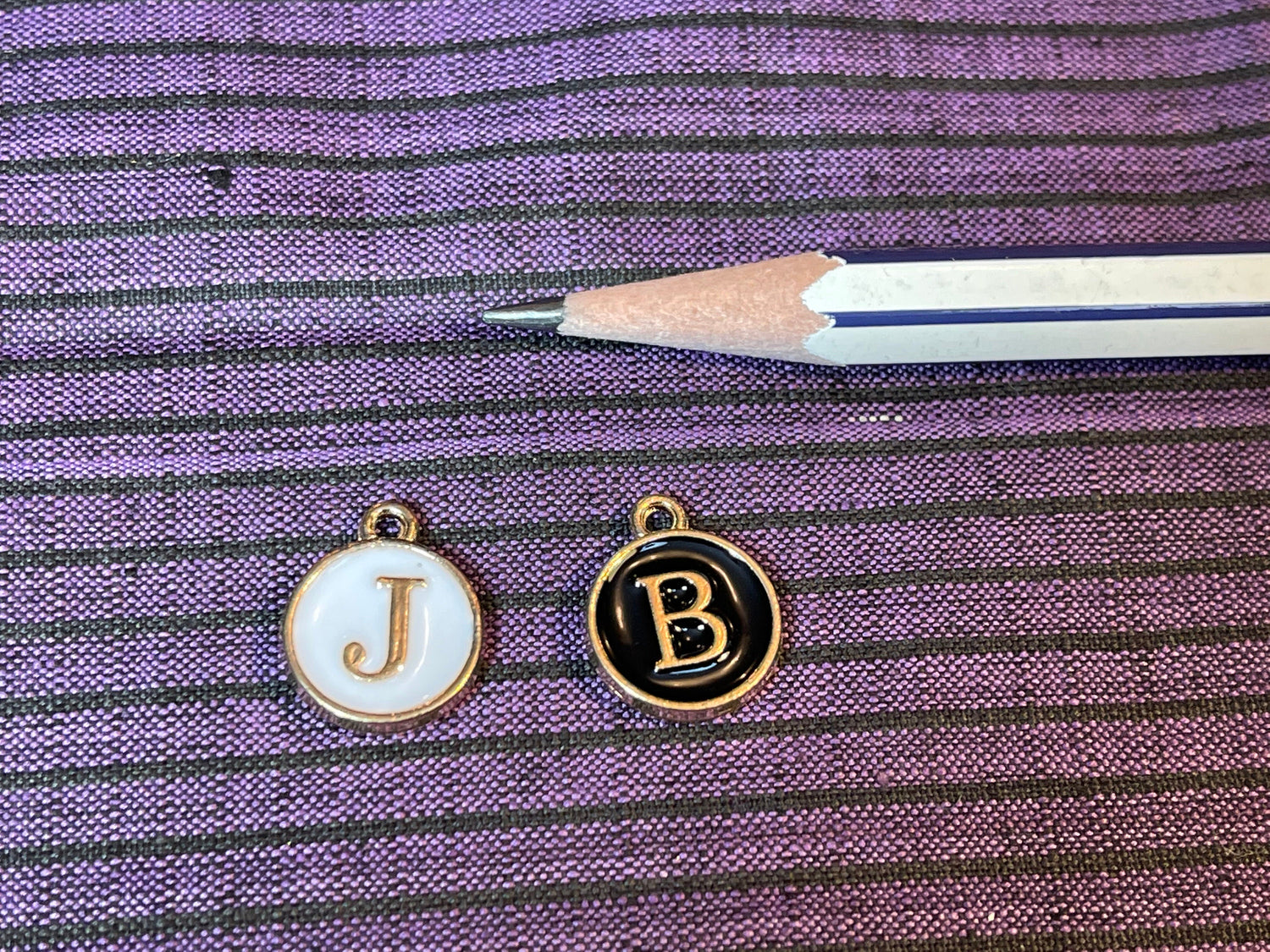 Letter charms–choose black, white, blue, pink, red, yellow, purple or green. Spell name, initials (double sided enamel alphabet jewelry)