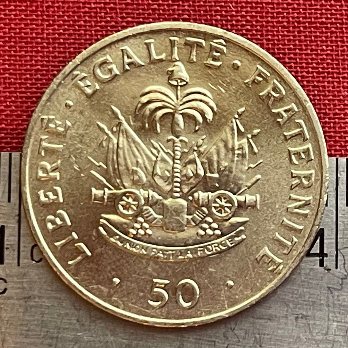 Charlemagne Péralte 50 Centimes Haiti Authentic Coin Money for Jewelry and Craft Making (Haiti Coat of Arms) (BLM) (Black Lives Matter) 1991