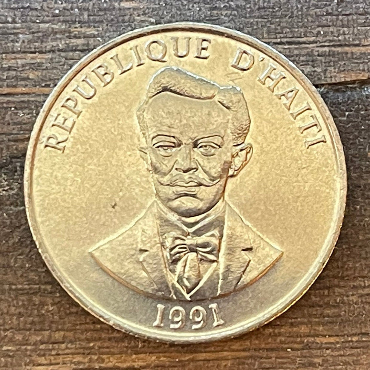 Charlemagne Péralte 50 Centimes Haiti Authentic Coin Money for Jewelry and Craft Making (Haiti Coat of Arms) (BLM) (Black Lives Matter) 1991