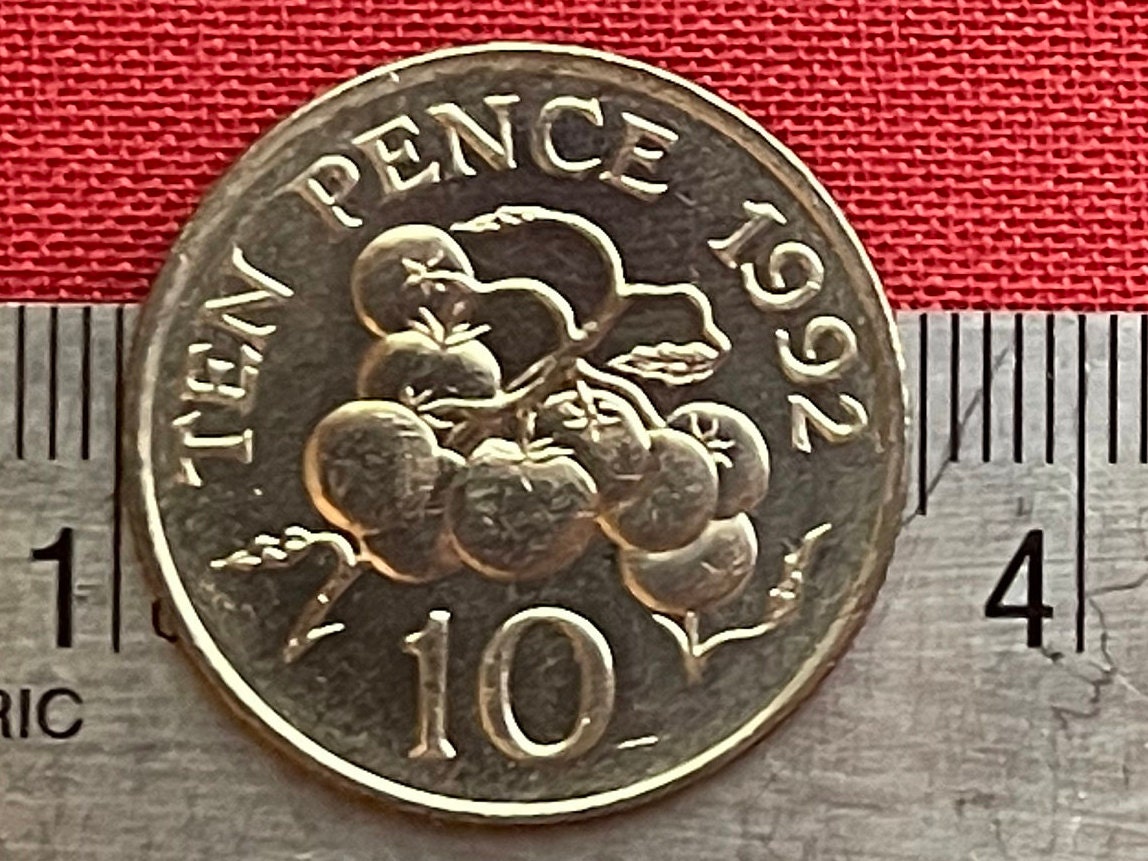 Tomatoes on Vine 10 Pence Guernsey Authentic Coin Money for Jewelry and Craft Making