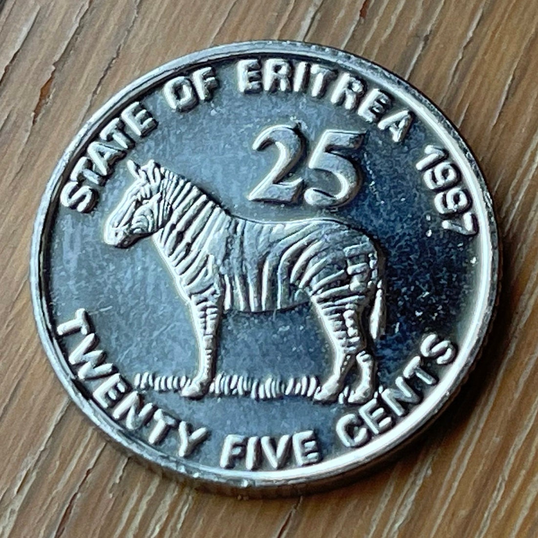 Grévy's Zebra 25 Cents Eritrea Authentic Coin Money for Jewelry and Craft Making (Liberty Equality Justice)