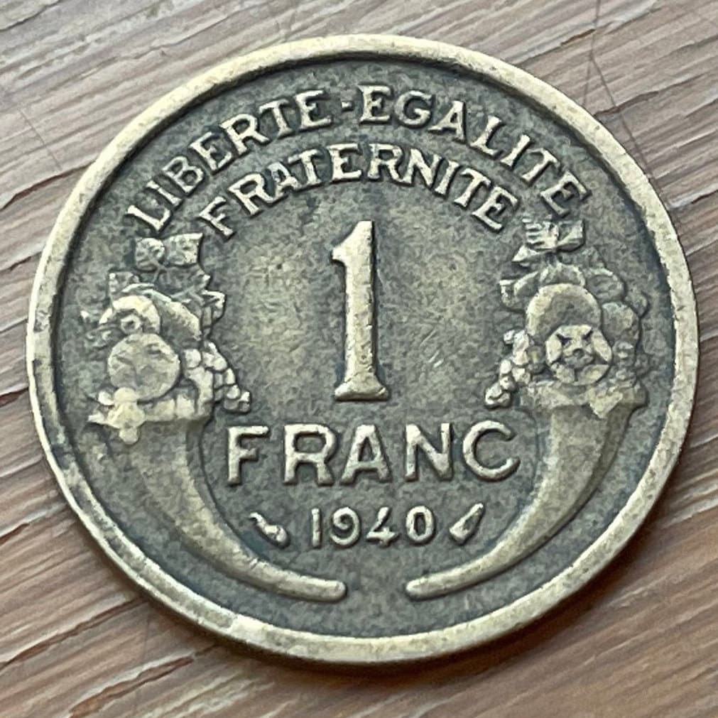 Marianne 1 Franc & Liberté, Égalité, Fraternité France Authentic Coin Money for Jewelry (Liberty Equality Brotherhood) (Third Republic)