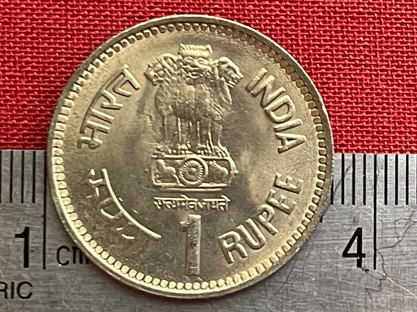 Jawaharlal Nehru & Ashoka Lion Capitol 1 Rupee Authentic Coin Money for Jewelry and Craft Making (1989) (Centenary)