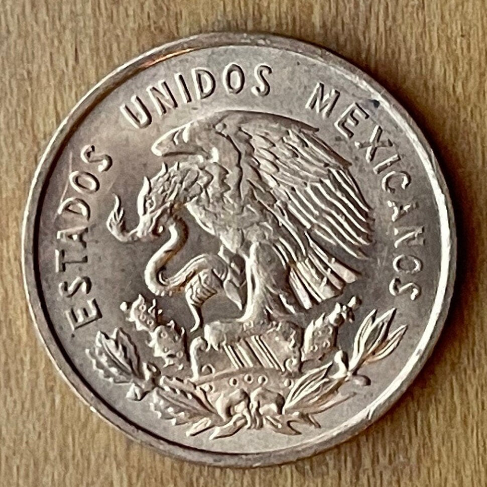 Benito Juárez & Eagle with Snake 10 Centavos Mexico Authentic Coin Money for Jewelry and Craft Making