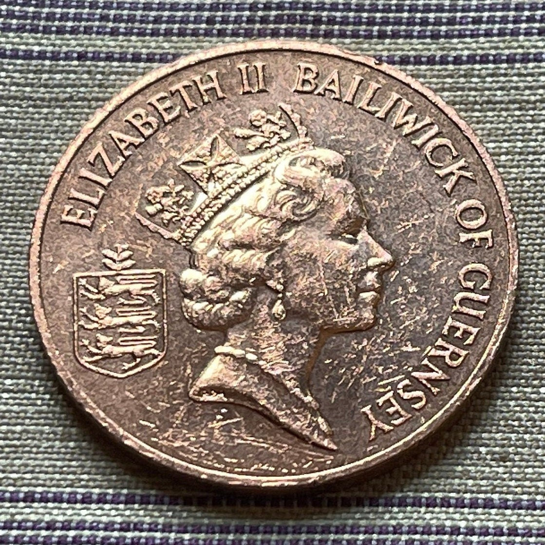 Guernsey Cows 2 Pence Bailiwick of Guernsey Authentic Coin Money for Jewelry and Craft Making