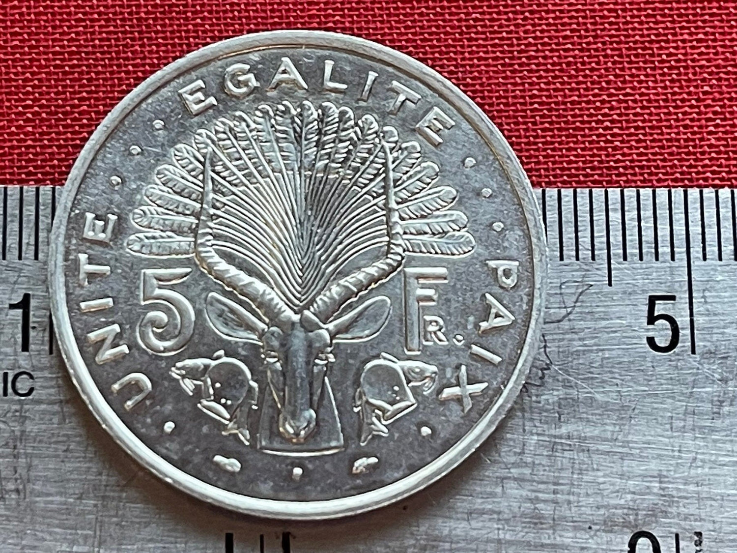 Nile Lechwe Antelope & Jile Daggers of Afar and Issa Tribes 5 Francs Djibouti Authentic Coin Money for Jewelry (Unity Equality Peace)