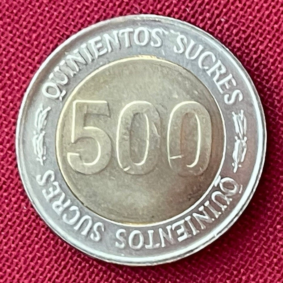 Doctor Isidro Ayora President of Ecuador Bi-Metallic 500 Sucres Authentic Coin Money for Jewelry and Craft-Making