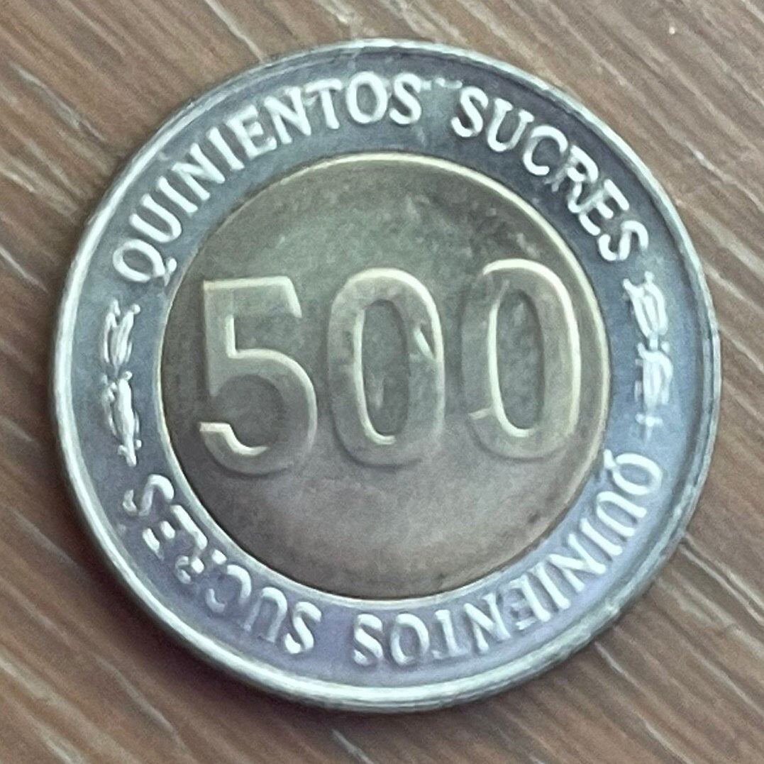 Doctor Isidro Ayora President of Ecuador Bi-Metallic 500 Sucres Authentic Coin Money for Jewelry and Craft-Making