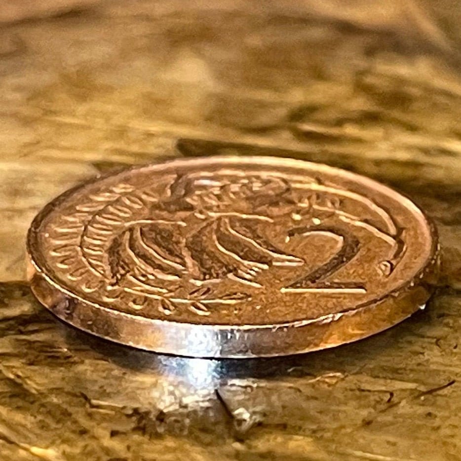 Kowhai Flowers 2 Cents New Zealand Authentic Coin Money for Jewelry and Craft Making