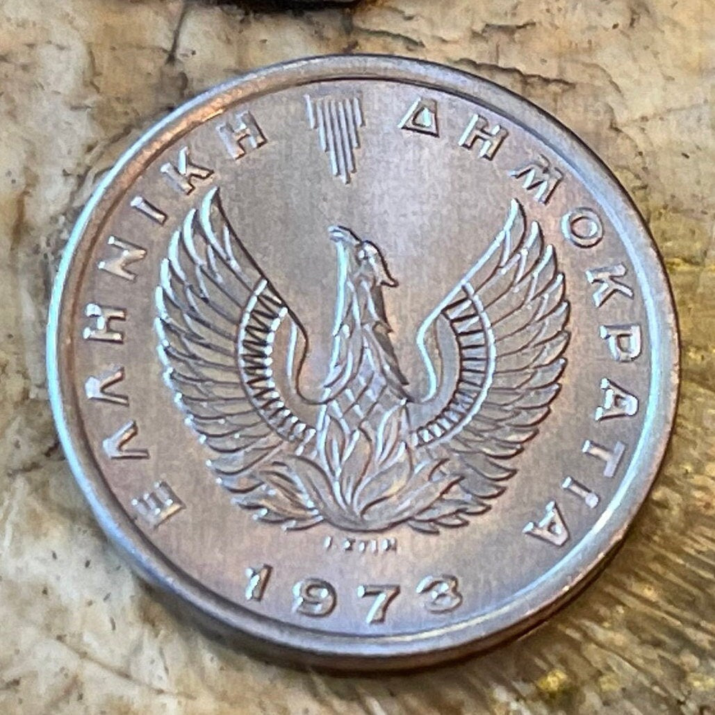 Olive Branch & Phoenix 20 Lepta Greece Authentic Coin Money for Jewelry and Craft Making (1973)