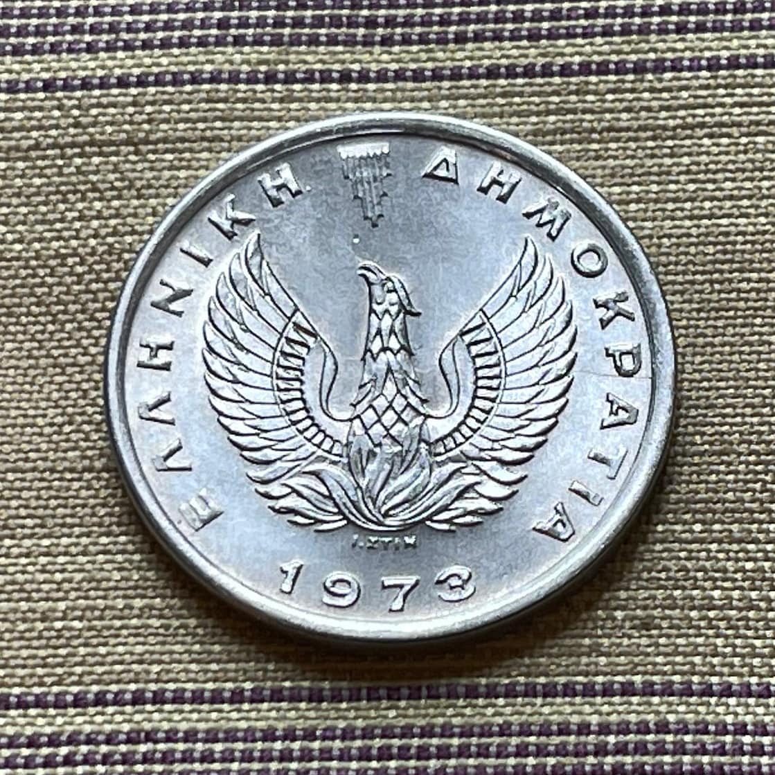 Olive Branch & Phoenix 20 Lepta Greece Authentic Coin Money for Jewelry and Craft Making (1973)