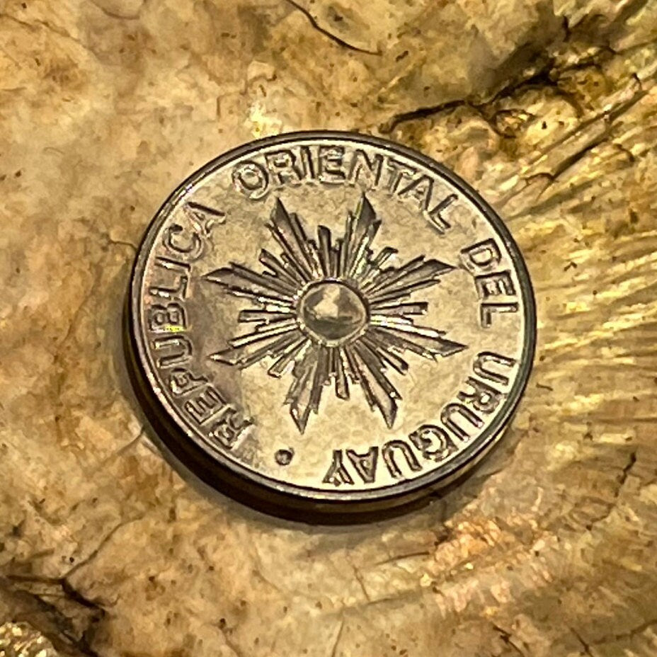 Sun of May 5 Pesos Uruguay Authentic Coin Money for Jewelry and Craft Making (Sol Invictus) (Inti) (Inca God)