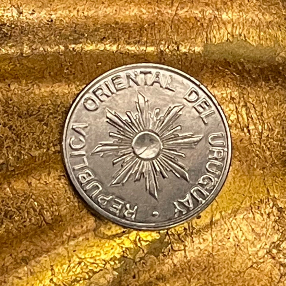 Sun of May 5 Pesos Uruguay Authentic Coin Money for Jewelry and Craft Making (Sol Invictus) (Inti) (Inca God)
