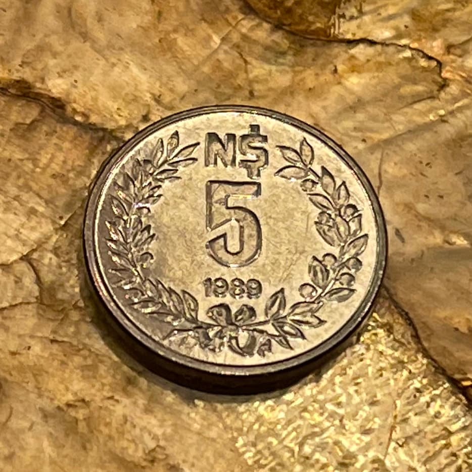 Sun of May 5 Pesos Uruguay Authentic Coin Money for Jewelry and Craft Making (Sol Invictus) (Inti) (Inca God)