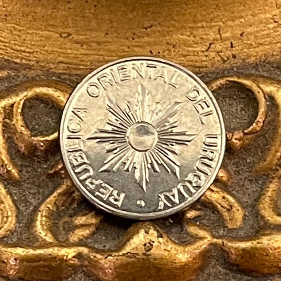 Sun of May 5 Pesos Uruguay Authentic Coin Money for Jewelry and Craft Making (Sol Invictus) (Inti) (Inca God)