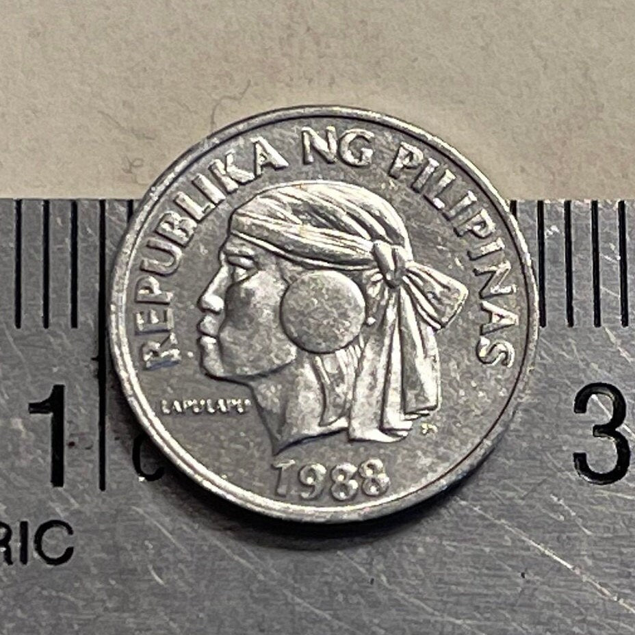 Lapulapu & Imperial Volute Shell 1 Sentimo Philippines Authentic Coin Money for Jewelry and Craft Making (Magellan Killer) (Freedom Fighter)