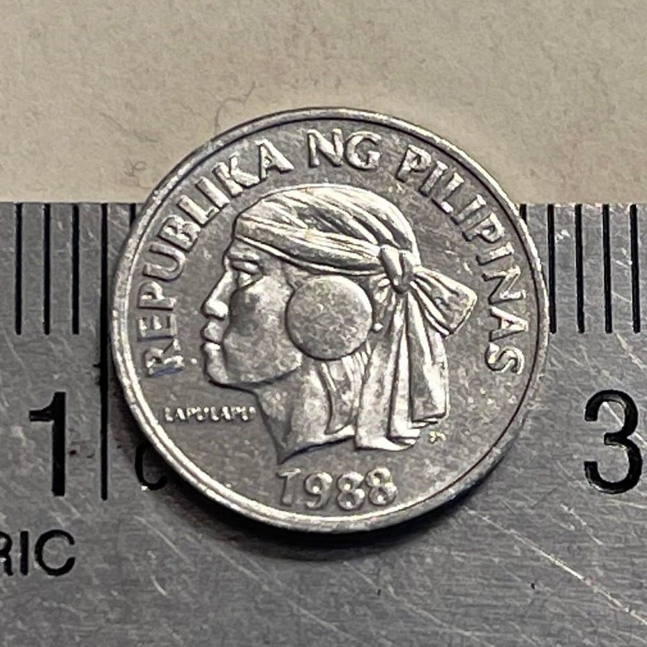 Imperial Volute Shell & Lapulapu 1 Sentimo Philippines Authentic Coin Money for Jewelry and Craft Making (Giant Seashell) (Freedom Fighter)