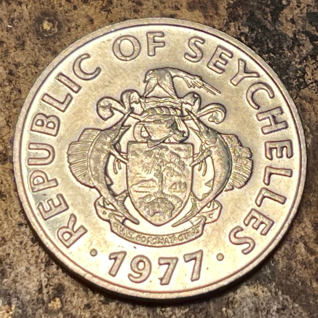 Vanilla Orchid 50 Cents Seychelles Authentic Coin Money for Jewelry and Crafts Making (1977)