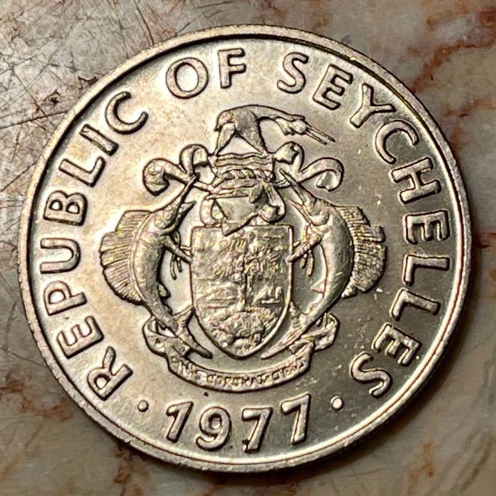 Vanilla Orchid 50 Cents Seychelles Authentic Coin Money for Jewelry and Crafts Making (1977)