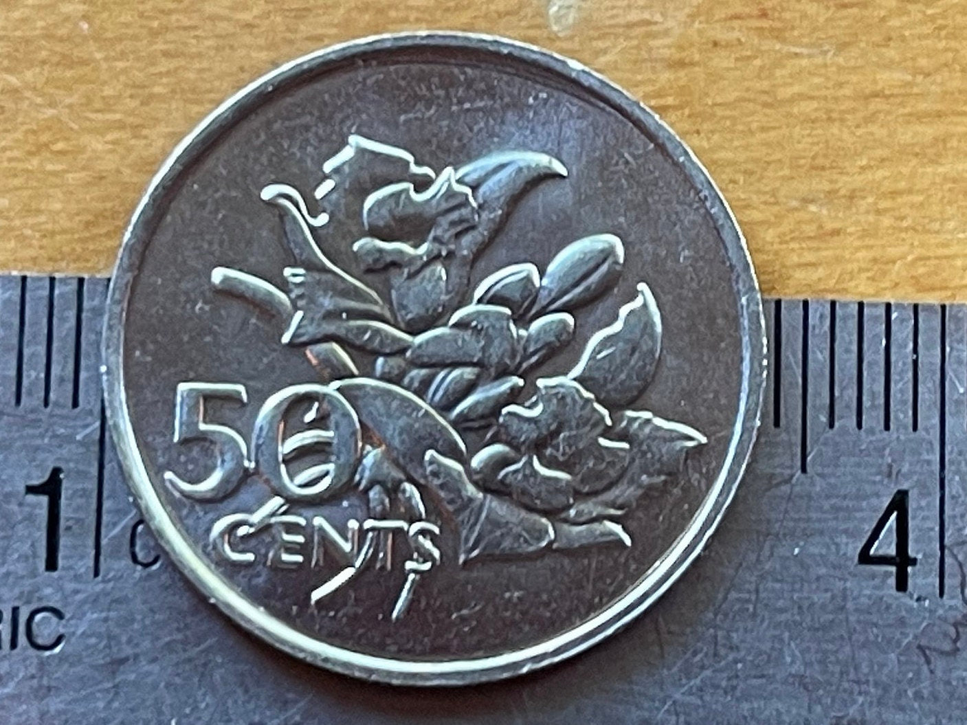 Vanilla Orchid 50 Cents Seychelles Authentic Coin Money for Jewelry and Crafts Making (1977)