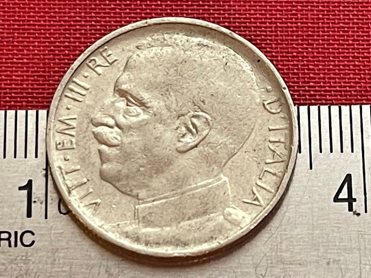 Goddess Aequitas in 4-Lion Chariot 50 Centesimi Italy Authentic Coin Money for Jewelry (King Vittorio Emanuele III) (Goddess of Equity)