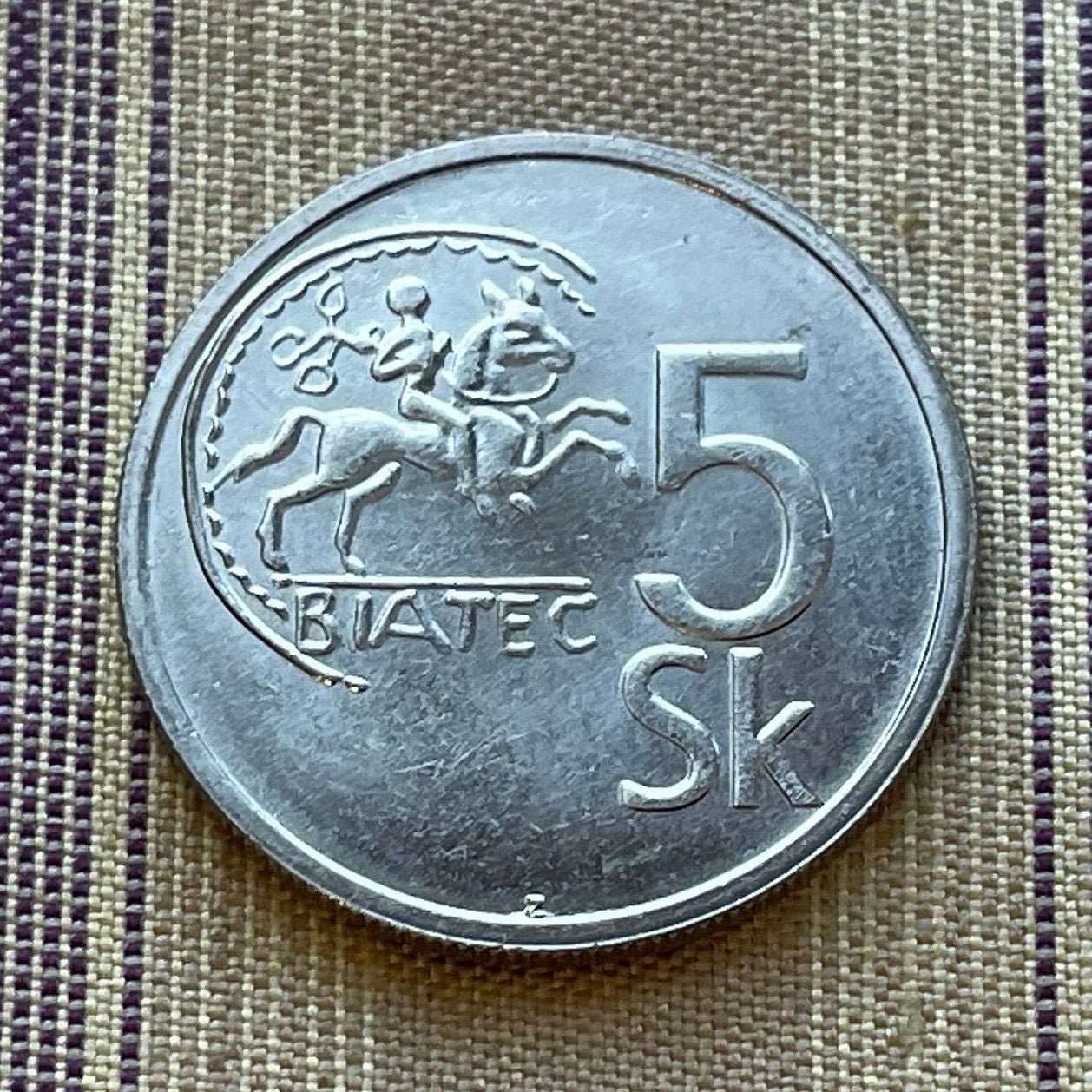 King Biatec on Horse 5 Korun Slovak Republic Authentic Coin Money for Jewelry and Craft Making (Celts) (Celtic Coin)