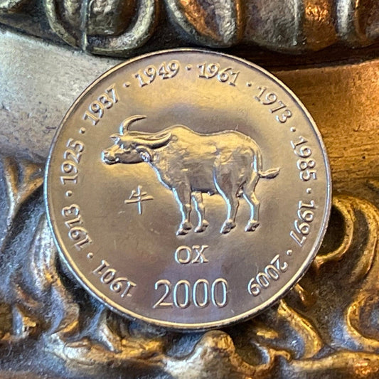 Year of the Ox Chinese Zodiac 10 Shillings Somalia Authentic Coin Money for Jewelry and Craft Making (2000)