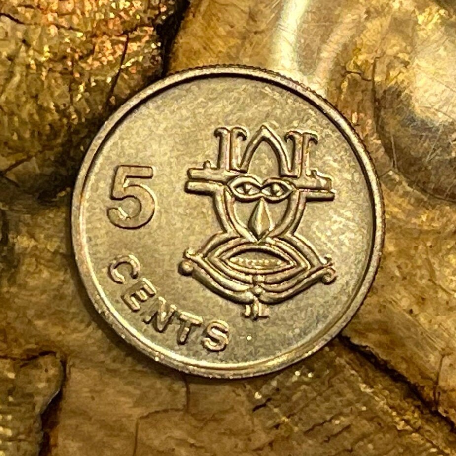 Spirit Funerary Mask 5 Cents Solomon Islands Authentic Coin Money for Jewelry and Craft Making (Headhunters) (Elongated Earlobes)