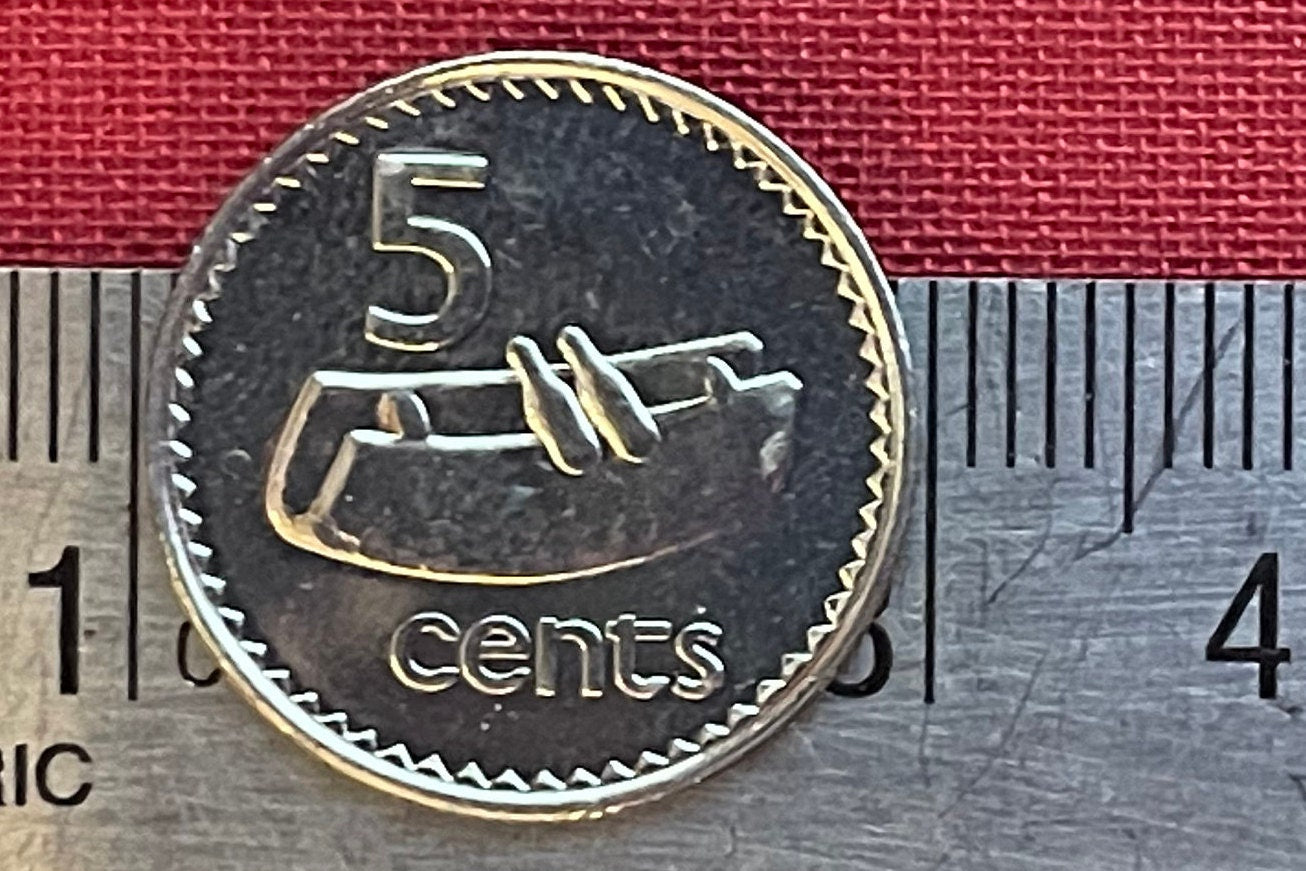 Lali Drum 5 Cents Fiji Authentic Coin Money for Jewelry and Craftmaking (Wooden Slit Drum)
