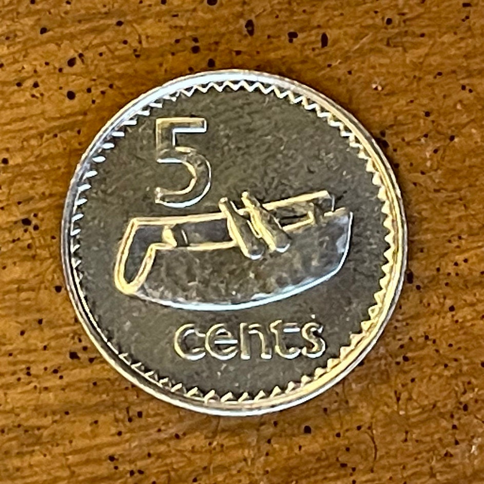 Lali Drum 5 Cents Fiji Authentic Coin Money for Jewelry and Craftmaking (Wooden Slit Drum)