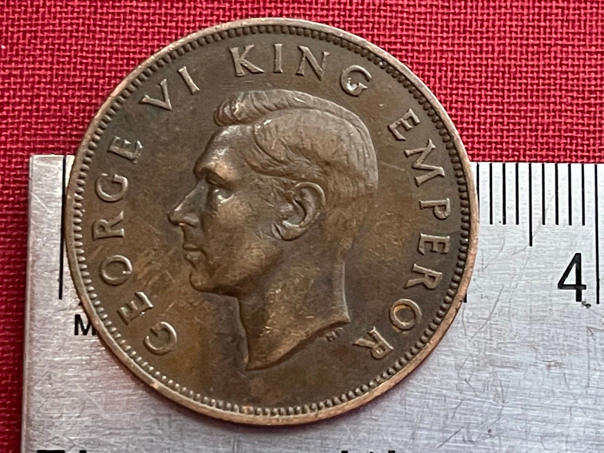 Tui Bird & King George VI 1 Penny New Zealand Authentic Coin Money for Jewelry and Craft Making (Maori) (Talking Bird) (Kowhai)