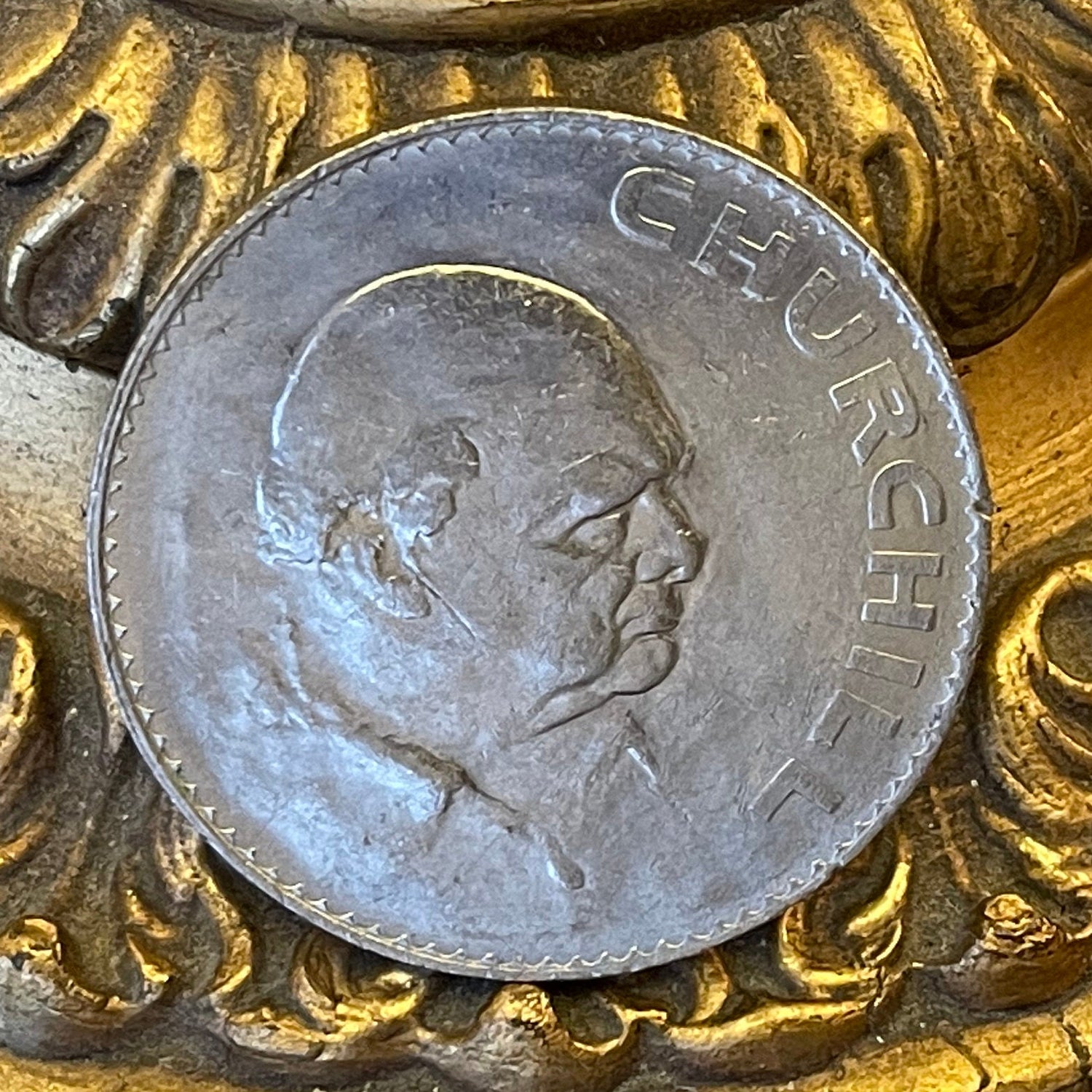 Winston Churchill 1 Crown Authentic Coin Money for Jewelry and Craft Making (Death of Winston Churchill) (1965)