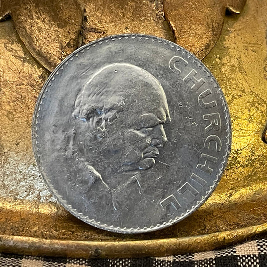 Winston Churchill 1 Crown Authentic Coin Money for Jewelry and Craft Making (Death of Winston Churchill) (1965)