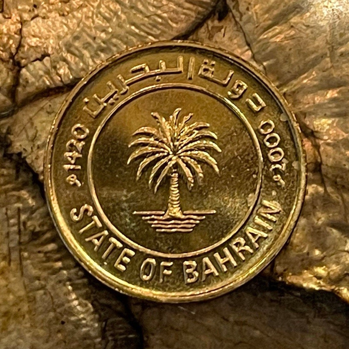 Garden of Eden Date Palm 10 Fils Bahrain Authentic Coin Money for Jewelry (Dilmun) (Paradise) (Adam and Eve) (Million Palms) (Creation)