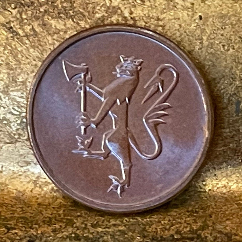 Lion Rampant with Saint Olaf's Axe 5 Ore Norway Authentic Coin Money for Jewelry and Craftmaking (Rightful King)