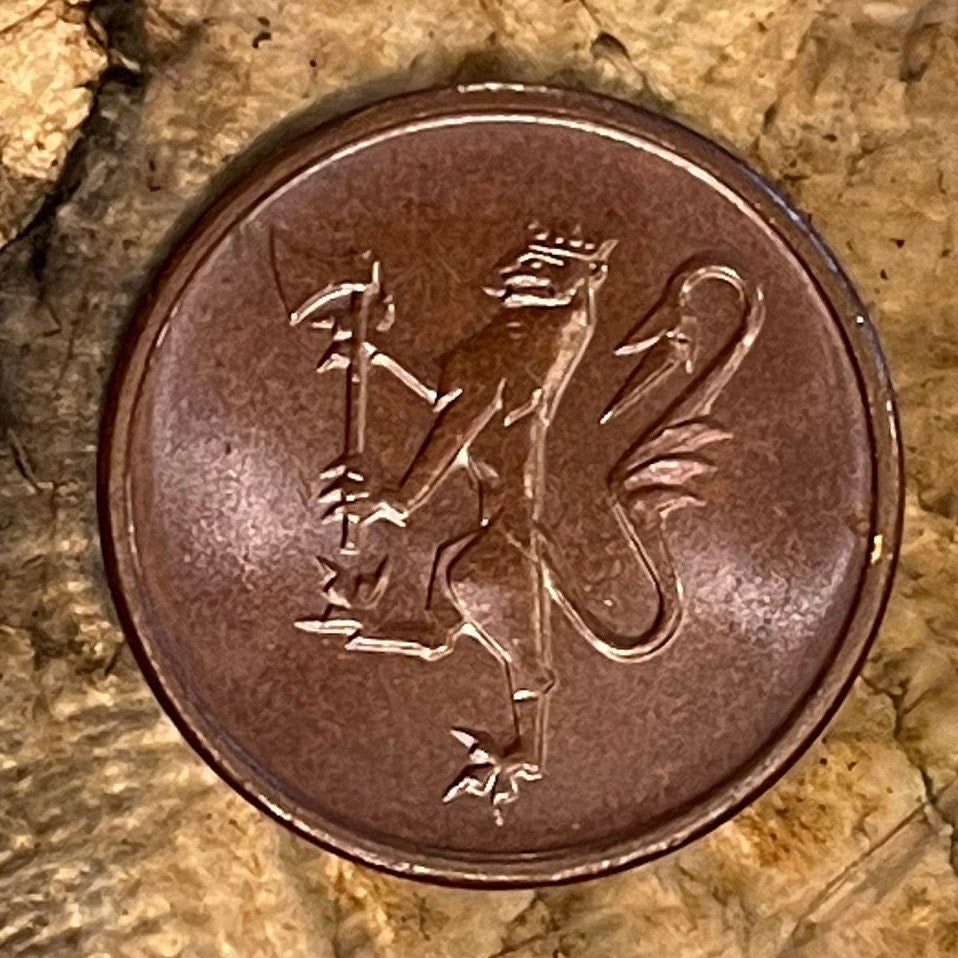 Lion Rampant with Saint Olaf's Axe 5 Ore Norway Authentic Coin Money for Jewelry and Craftmaking (Rightful King)