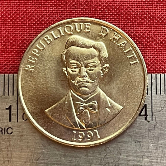 Charlemagne Péralte 50 Centimes Haiti Authentic Coin Money for Jewelry and Craft Making (Haiti Coat of Arms) (BLM) (Black Lives Matter) 1991
