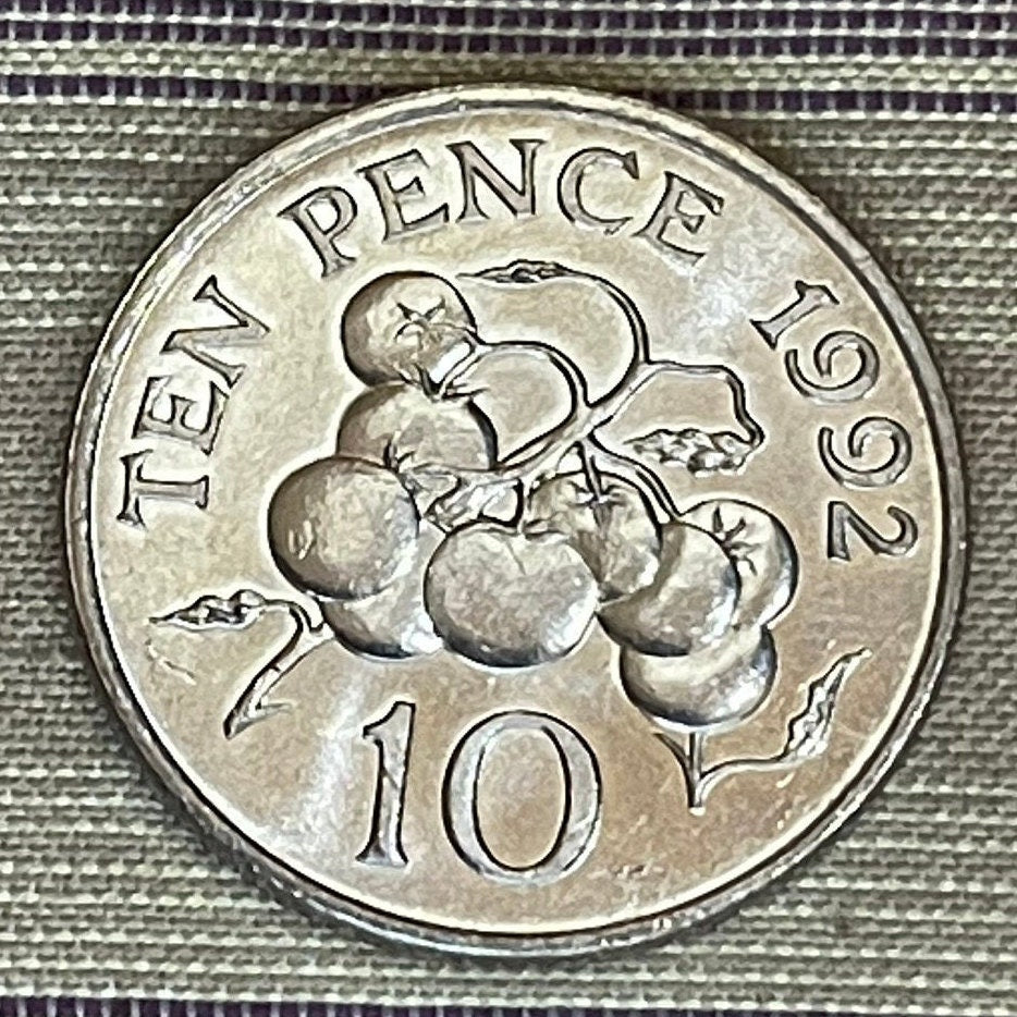 Tomatoes on Vine 10 Pence Guernsey Authentic Coin Money for Jewelry and Craft Making