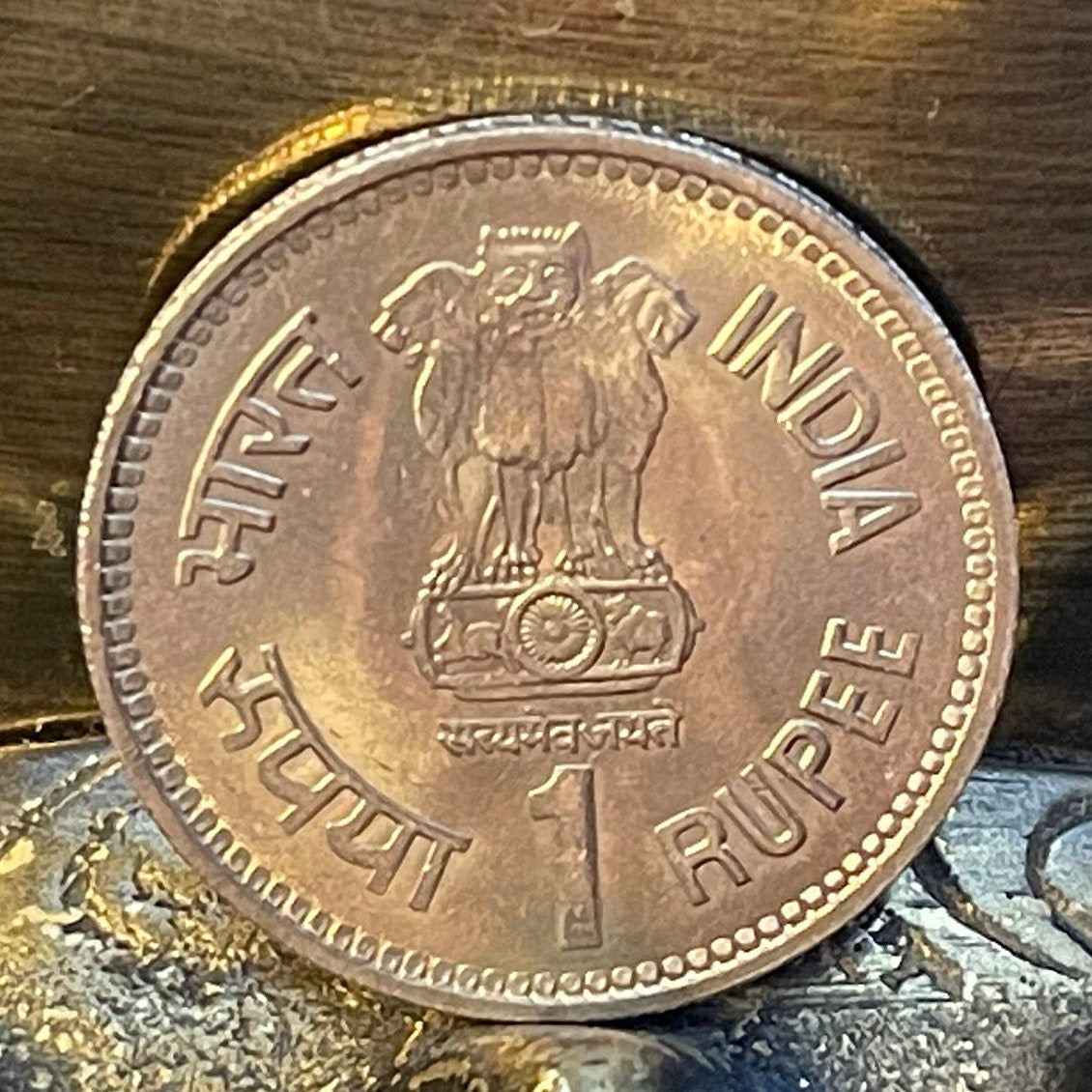 Jawaharlal Nehru & Ashoka Lion Capitol 1 Rupee Authentic Coin Money for Jewelry and Craft Making (1989) (Centenary)