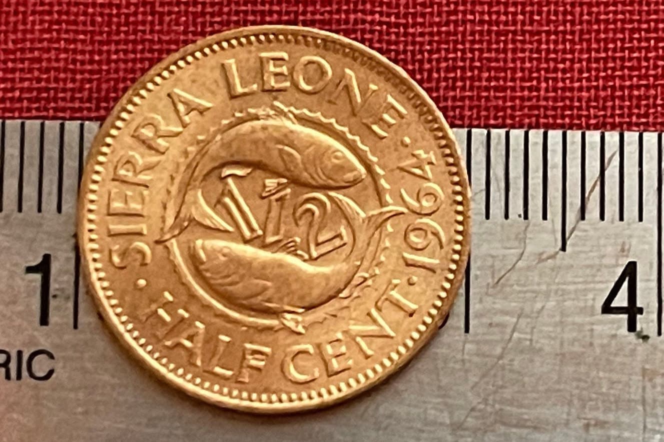 Sir Milton Margai & Bonga Shad 1/2 Cent Sierra Leone Authentic Coin Money for Jewelry and Craft Making (1964)