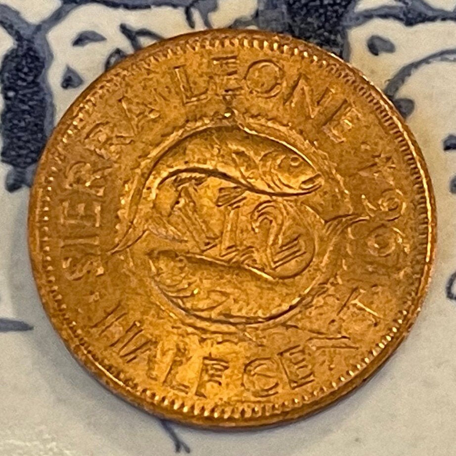 Bonga Shad & Sir Milton Margai 1/2 Cent Sierra Leone Authentic Coin Money for Jewelry and Craft Making (1964)