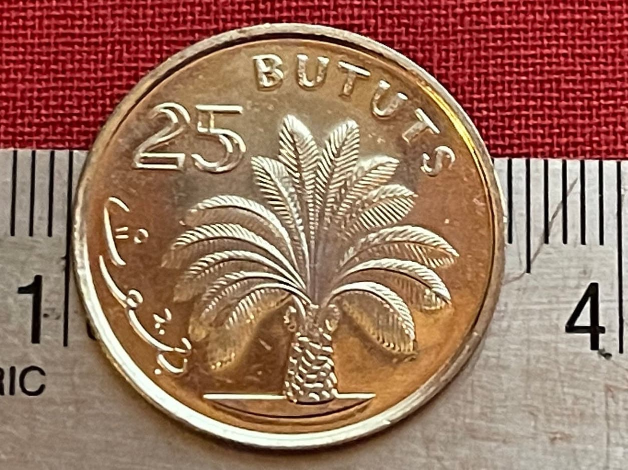 African Oil Palm 25 Bututs Gambia Authentic Coin Money for Jewelry and Craft Making (1998)