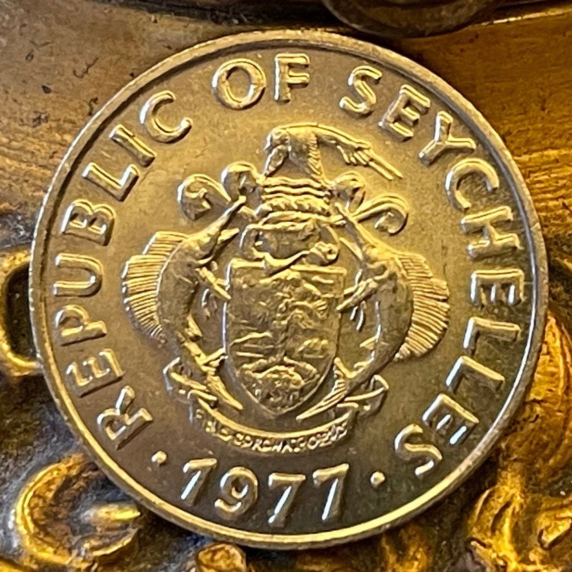 Vanilla Orchid 50 Cents Seychelles Authentic Coin Money for Jewelry and Crafts Making (1977)