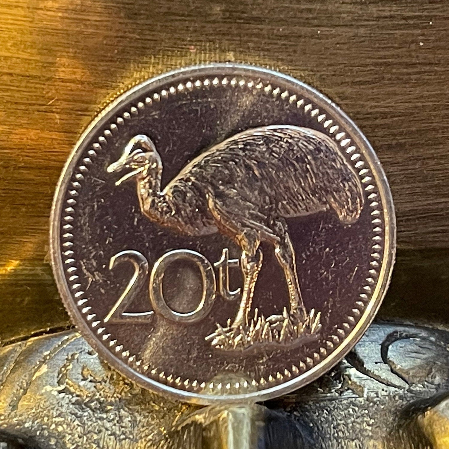 Dwarf Cassowary & Bird of Paradise 20 Toea Papua New Guinea Authentic Coin Money for Jewelry and Craft Making