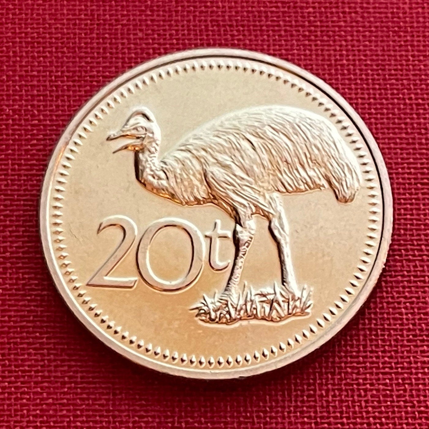 Bird of Paradise & Dwarf Cassowary 20 Toea Papua New Guinea Authentic Coin Money for Jewelry and Craft Making
