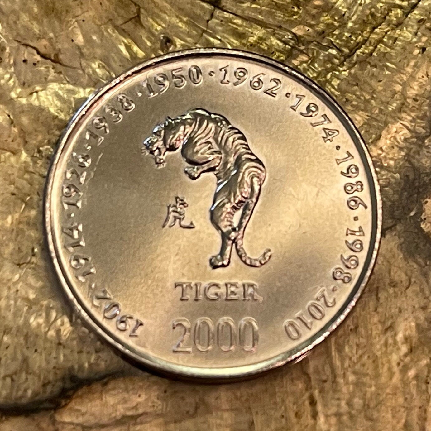 Year of the Tiger Chinese Zodiac 10 Shillings Somalia Authentic Coin Money for Jewelry 1902·1914·1926·1938·1950·1962·1974·1986·1998·2010