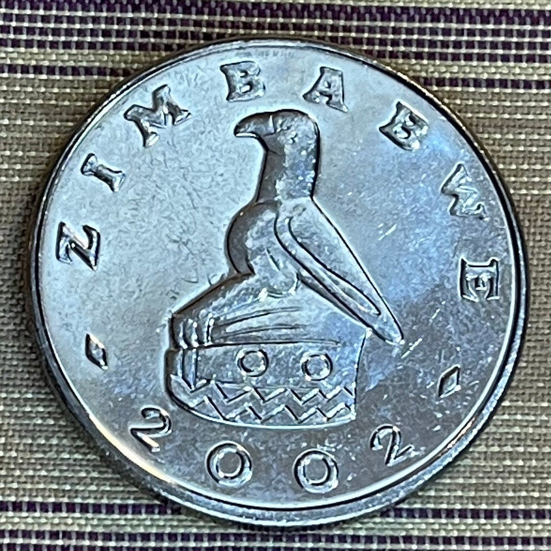 Great Zimbabwe City 1 Dollar Zimbabwe Authentic Coin Money for Jewelry and Craft Making (Great Zimbabwe Bird) (Bacheleur Eagle) (Shona)