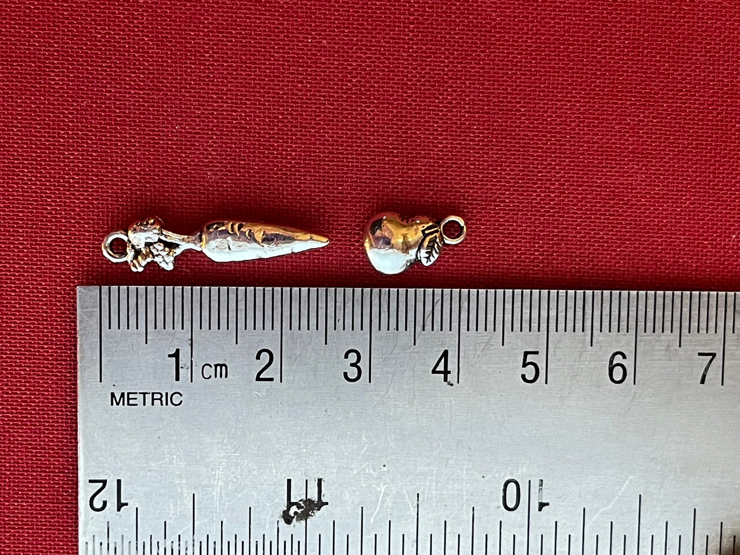 Carrot & Pear charms - choice or set - Antique Silver tone - vegetable, fruit, gardening, farm - charms, pendants for jewelry
